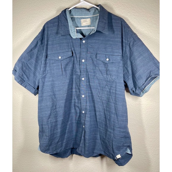 Free Planet Mens Shirt 3X Blue Short Sleeve Button Up Casual Office Work - Picture 1 of 6